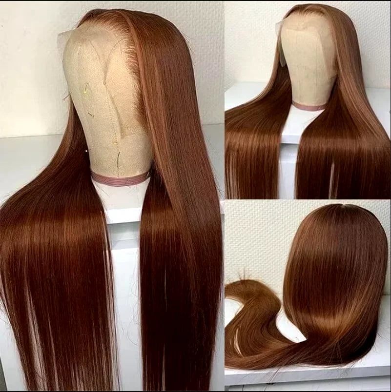 Chocolate Brown Color Wigs Transparent Lace 13x4 Big Frontal Lace Wig 100% Human Hair High 12A Grade Quality With Baby Hair