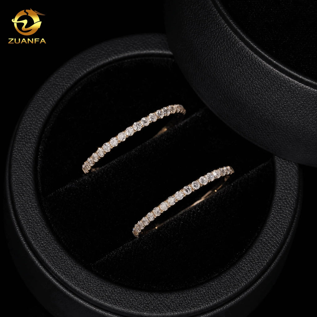Lab-Grown Diamond Half Eternity Wedding Band, 10K Yellow Gold Pave Ring; Lab Diamonds Anniversary Band Rings