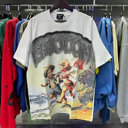 2026 High Quality Cotton Gothic Short Sleeve Skull Printed Hot Drilling T-shirts Low Price Wholesale GUAPI Men's T-shirts