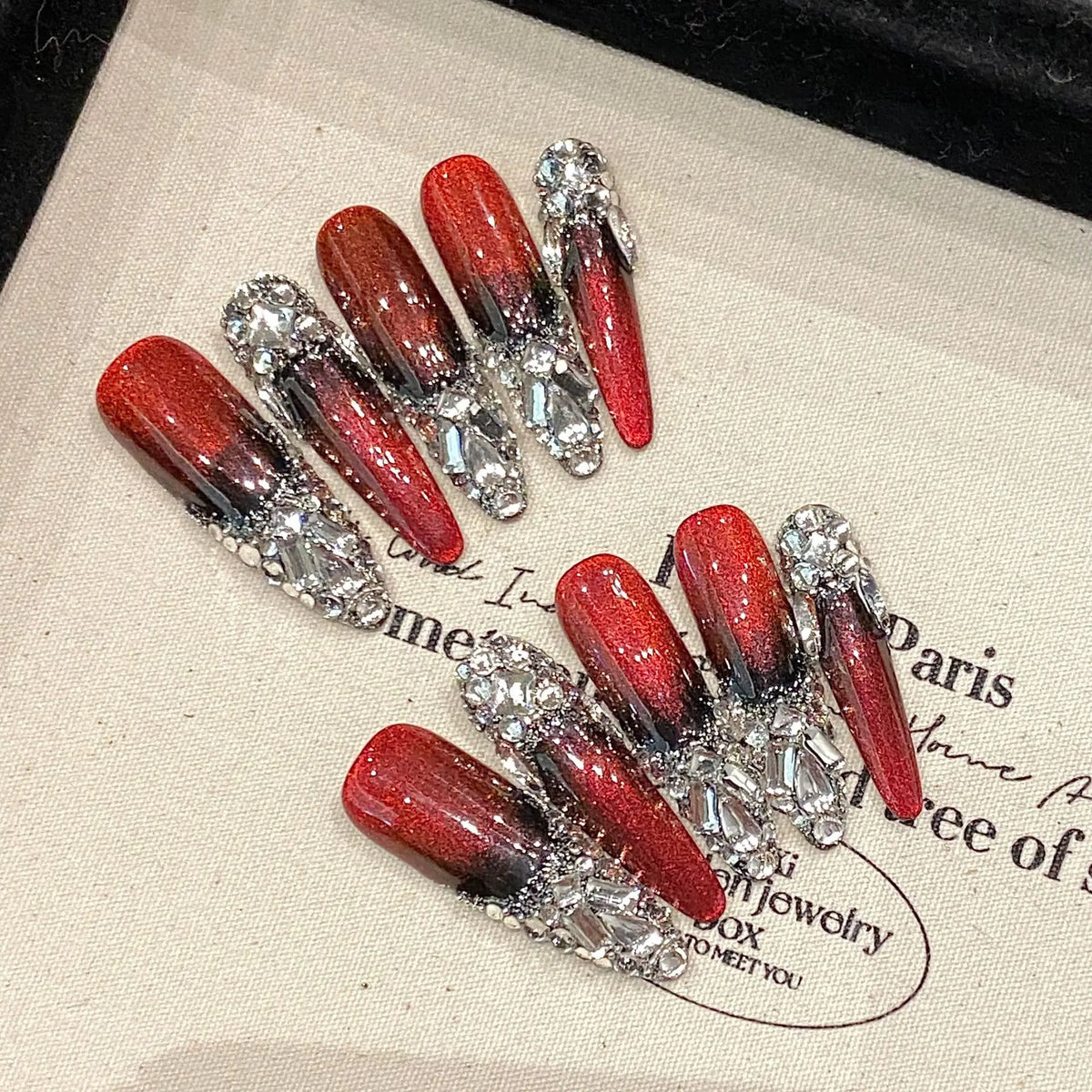 Design 100 Collection High Quality 10pcs Press-On French Square Fake Nails Luxury Handmade Acrylic Gel for Fingers Art Handmade - 37