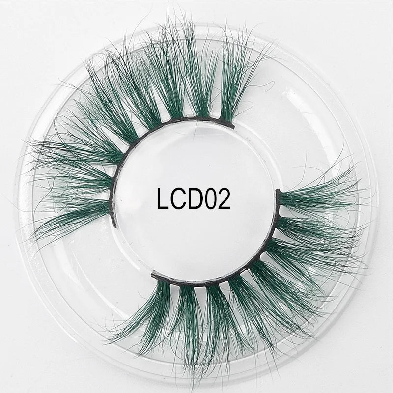 Heart Girl Wholesale  Lash  3D Colourful Lashes Natural Fluffy 25mm Mink False Full Strip Eyelash Boxes Custom logo - Mix / Plastictray+cover / LCD02