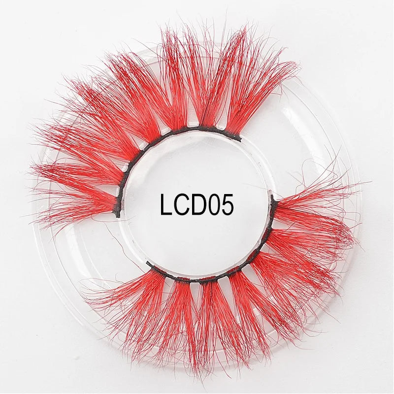 Heart Girl Wholesale  Lash  3D Colourful Lashes Natural Fluffy 25mm Mink False Full Strip Eyelash Boxes Custom logo - Mix / Plastictray+cover / LCD05