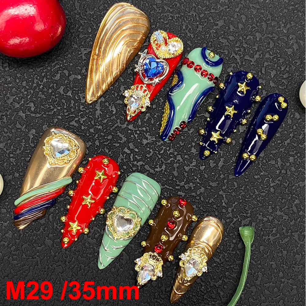 Gorgeous Salon Design Glossy Gel Carved False Nails Art Wholesale 10PCS Covered Decoration UV Gel Private Label Handmade Nails - M29 / 40g