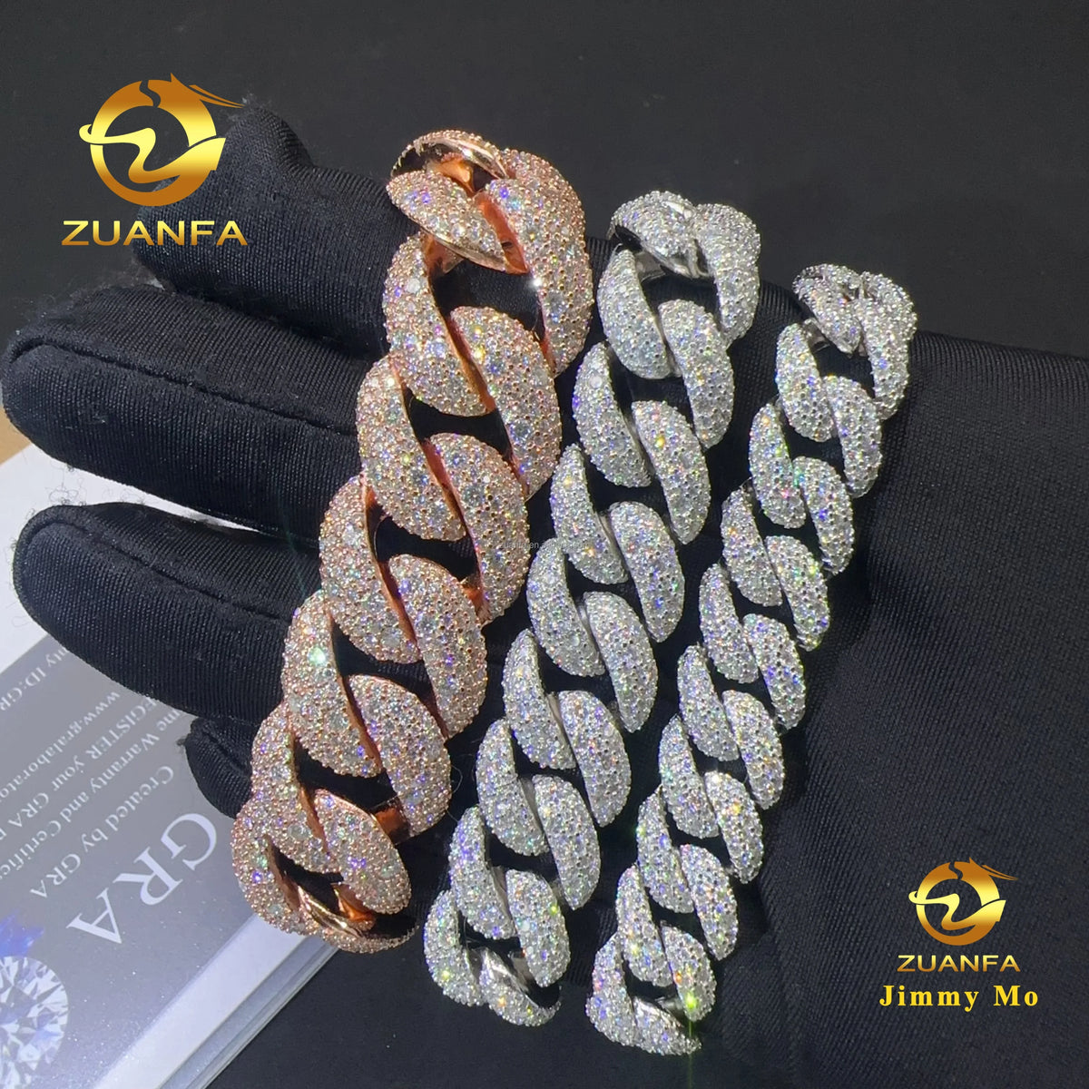 12mm 15mm 18mm Width Fashion Stylish Mosaic Setting New Design S925 Iced Out Hip Hop Jewelry VVS Moissanite Man Cuban Bracelet