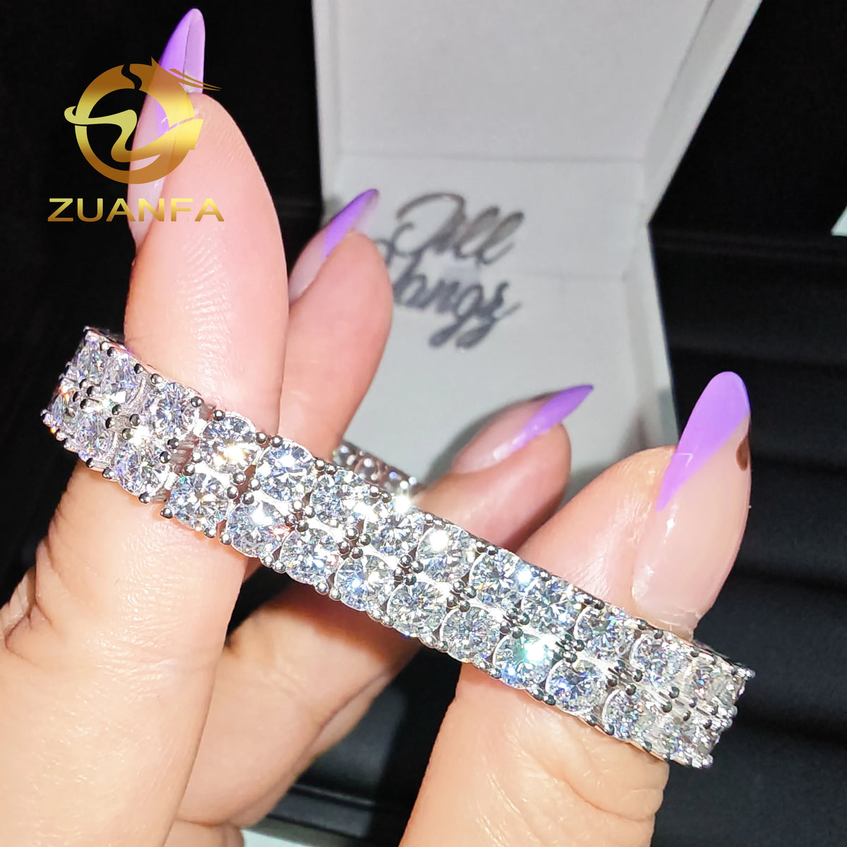 4mm 2 Row VVS Moissanite Tennis Chain Necklace Silver Iced Out Hip Hop Jewelry Tennis Chain Moissanite Necklace Women