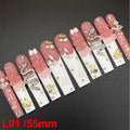 10PCS Full Decorated Soft Gel Thick Acrylic Handmade Nails Press on 55mm Extra Long Salon Design Artificial Fingernail Wholesale - L01 / 50g