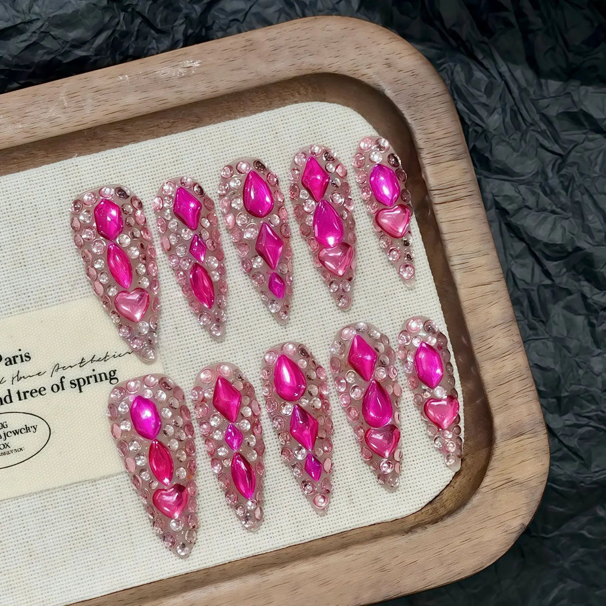 Design 100 Collection High Quality 10pcs Press-On French Square Fake Nails Luxury Handmade Acrylic Gel for Fingers Art Handmade - 36