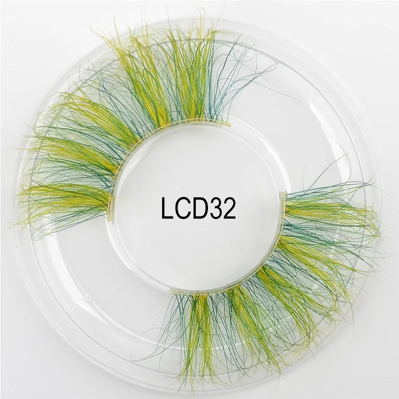 Heart Girl Wholesale  Lash  3D Colourful Lashes Natural Fluffy 25mm Mink False Full Strip Eyelash Boxes Custom logo - Mix / Plastictray+cover / LCD32