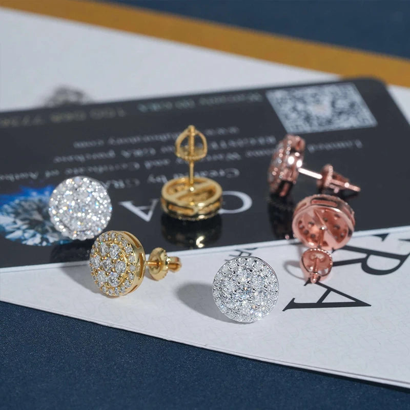 U&ME Jewelry ZF139 Hip Hop Earrings 10mm 925 Silver Pass Test With GRA Certificate D VVS1 Moissanite Earrings