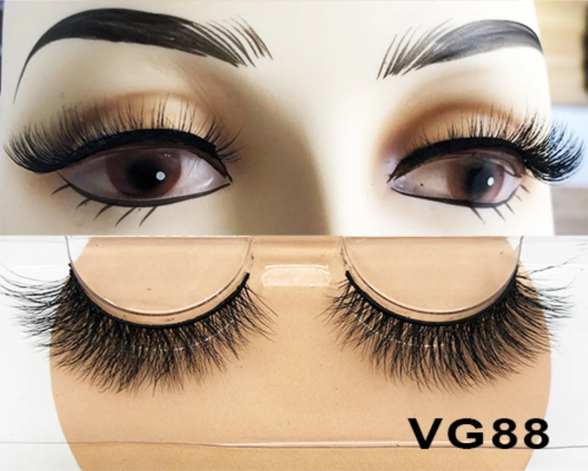 Wholesale Vegan FAUX Mink Eyelashes 25mm 3D Fluffy Full Strip Lashes with Box Cruelty-Free Vendors - Natural Long / VG88