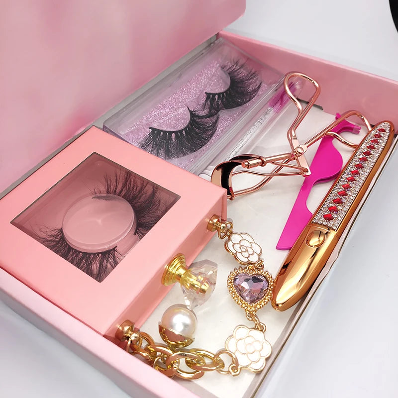 Best Selling 100% Real Mink Lashes3D Wholesale Vendor Eye Lash Set Bulk 25MM Natural  Mink Eyelash With Suitcase Package