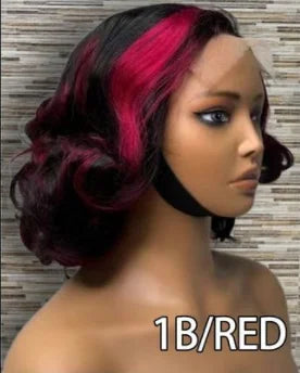 Glueless Short Bouncy Loose Wave Wig 5*5 HD Lace Front Wig Pre Plucked Bouncy Curl Bob Wig Raw Virgin 100% Vietnamese Human Hair - 11b/red