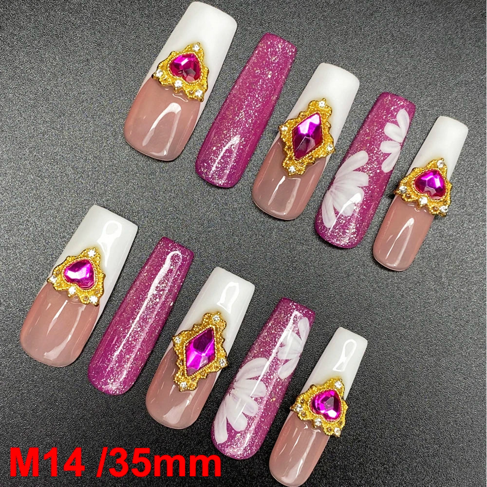 Gorgeous Salon Design Glossy Gel Carved False Nails Art Wholesale 10PCS Covered Decoration UV Gel Private Label Handmade Nails - M14 / 40g