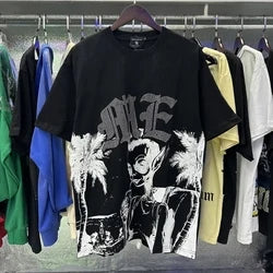 2026 High Quality Cotton Gothic Short Sleeve Skull Printed Hot Drilling T-shirts Low Price Wholesale GUAPI Men's T-shirts - Black5