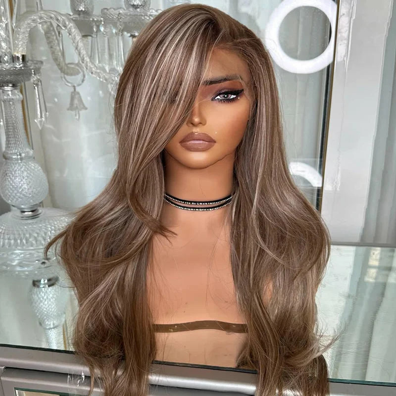 Highlight Blonde Wigs Human Hair 13x6 Full Frontal Wigs 100% Cuticle Aligned Virgin Hair Glueless Wigs for Woman