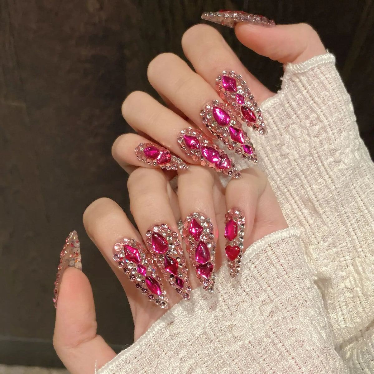 Design 100 Collection High Quality 10pcs Press-On French Square Fake Nails Luxury Handmade Acrylic Gel for Fingers Art Handmade - 07