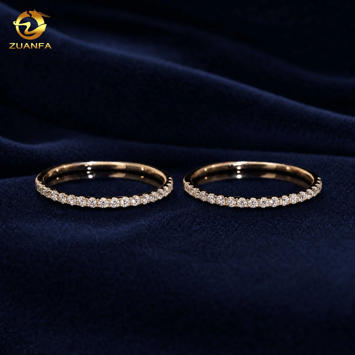 Lab-Grown Diamond Half Eternity Wedding Band, 10K Yellow Gold Pave Ring; Lab Diamonds Anniversary Band Rings