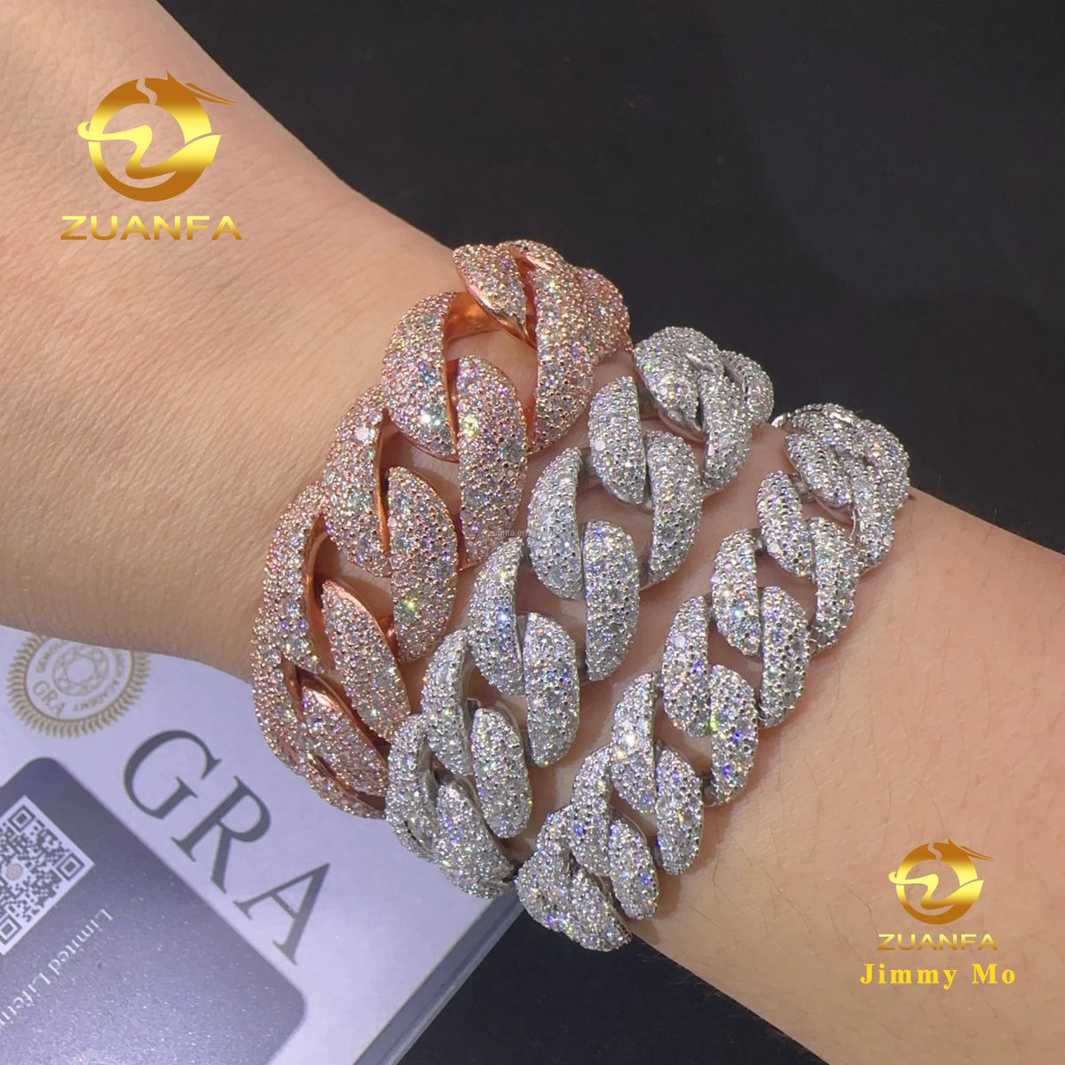 12mm 15mm 18mm Width Fashion Stylish Mosaic Setting New Design S925 Iced Out Hip Hop Jewelry VVS Moissanite Man Cuban Bracelet