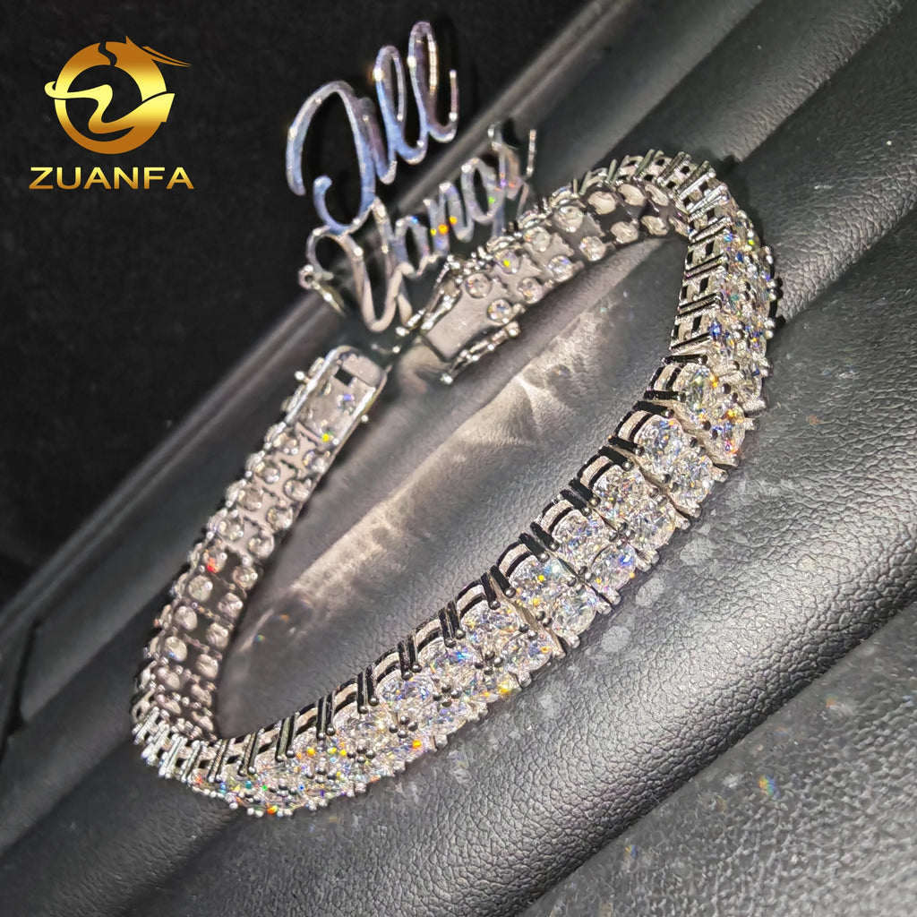 4mm 2 Row VVS Moissanite Tennis Chain Necklace Silver Iced Out Hip Hop Jewelry Tennis Chain Moissanite Necklace Women