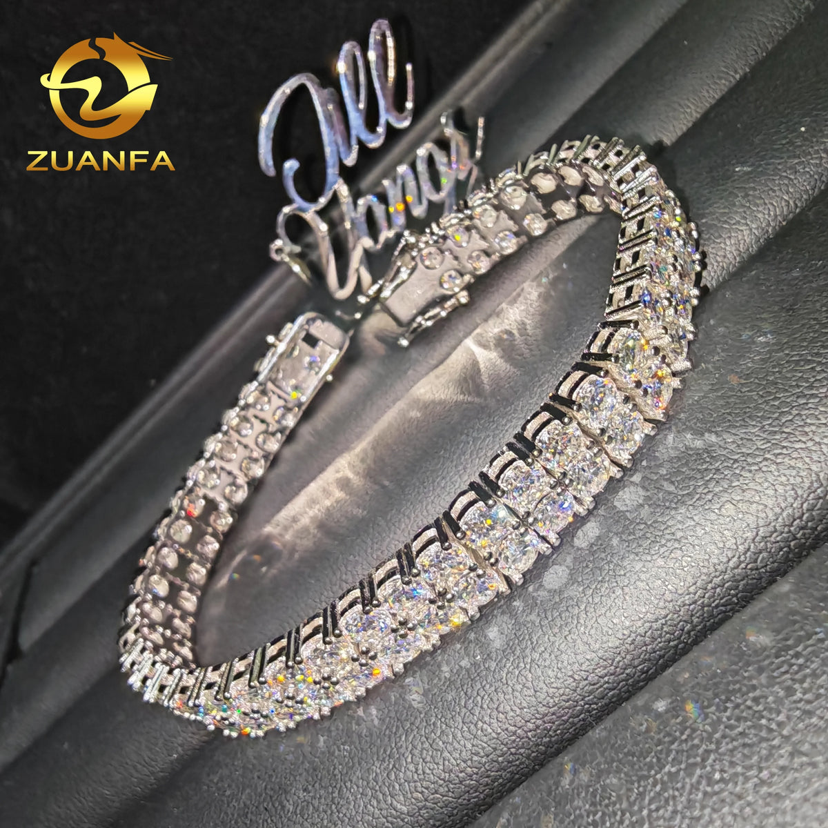 4mm 2 Row VVS Moissanite Tennis Chain Necklace Silver Iced Out Hip Hop Jewelry Tennis Chain Moissanite Necklace Women