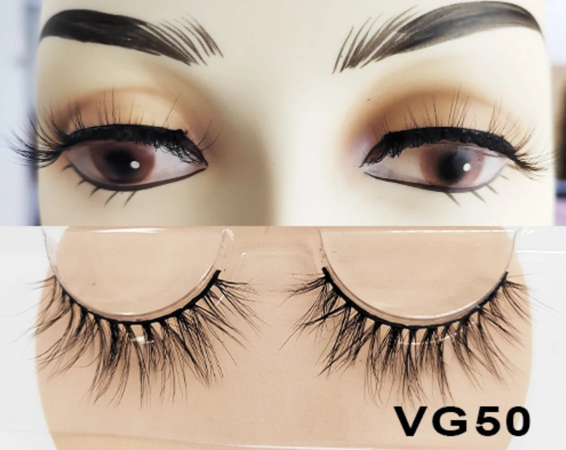 Wholesale Vegan FAUX Mink Eyelashes 25mm 3D Fluffy Full Strip Lashes with Box Cruelty-Free Vendors - Natural Long / VG50