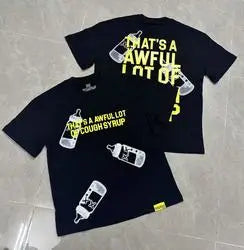 THAT'S AWFUL LOT COUGH SYRUP Men's Oversized Loose Fit T-shirt 100% Cotton Satin Fabric Breathable Anti-Pilling Character