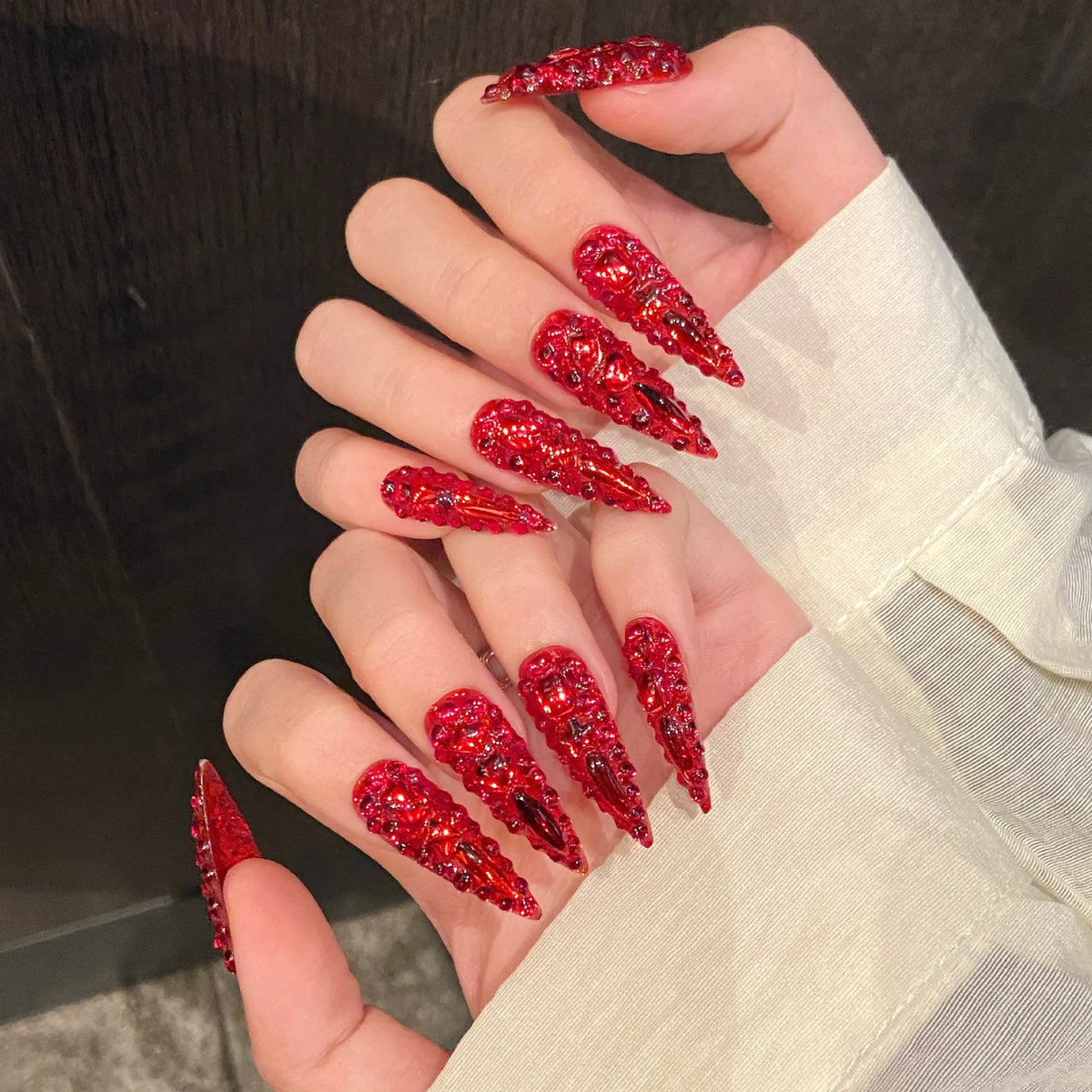 Design 100 Collection High Quality 10pcs Press-On French Square Fake Nails Luxury Handmade Acrylic Gel for Fingers Art Handmade - 09