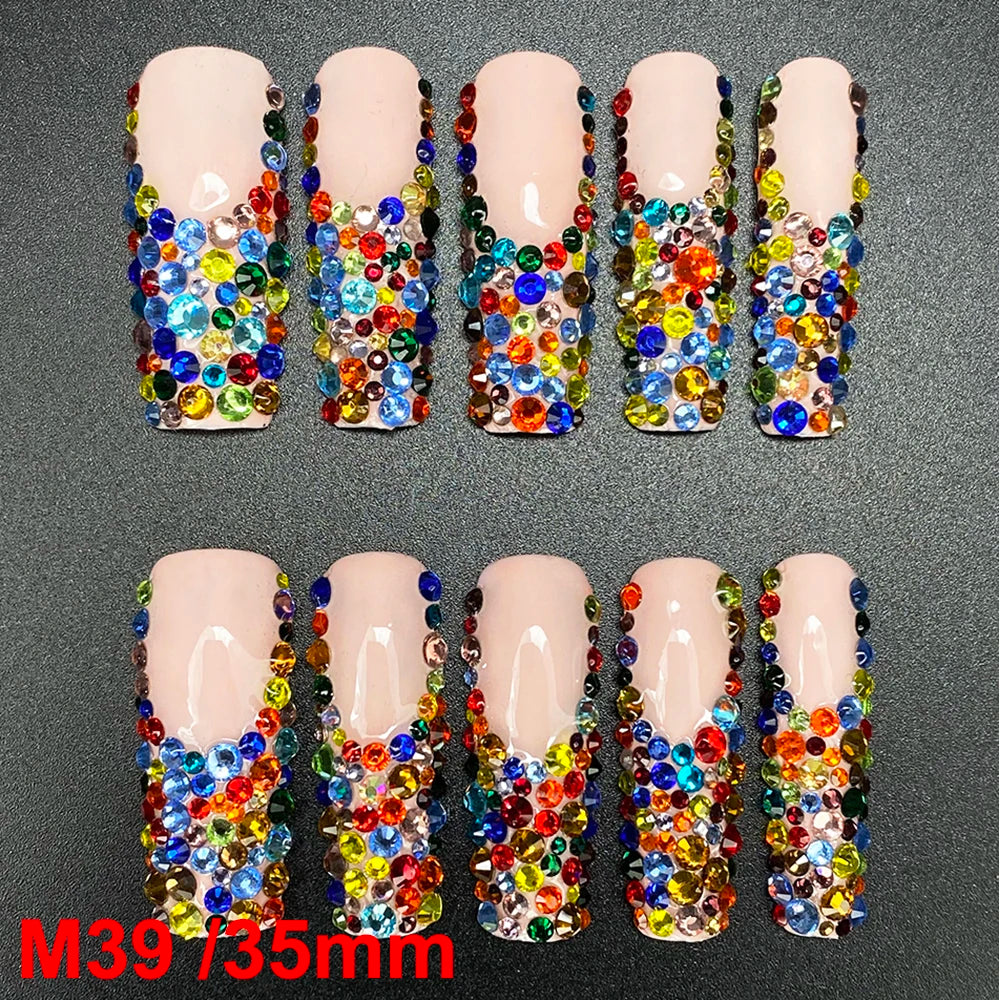Gorgeous Salon Design Glossy Gel Carved False Nails Art Wholesale 10PCS Covered Decoration UV Gel Private Label Handmade Nails - M39 / 40g