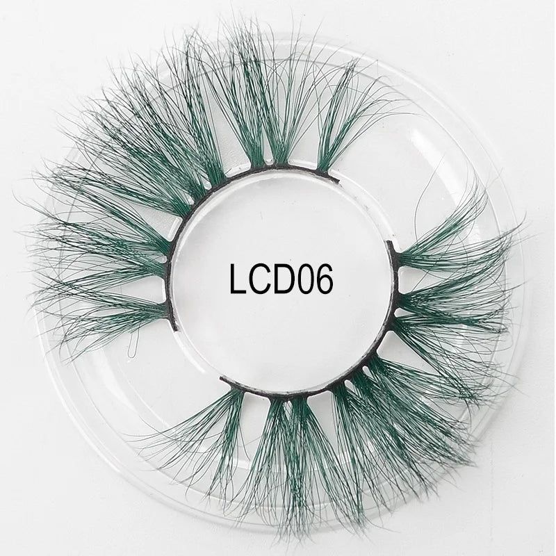 Heart Girl Wholesale  Lash  3D Colourful Lashes Natural Fluffy 25mm Mink False Full Strip Eyelash Boxes Custom logo - Mix / Plastictray+cover / LCD06
