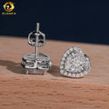 Elegant Style Women Gift Pass Diamond Tester 925 Silver Screw Back Heart Shape Iced Out  Jewelry VVS Moissanite Stud Earrings - Silver