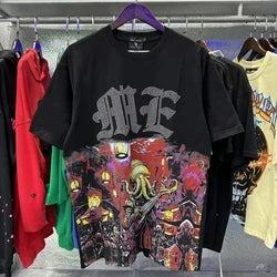 2026 High Quality Cotton Gothic Short Sleeve Skull Printed Hot Drilling T-shirts Low Price Wholesale GUAPI Men's T-shirts