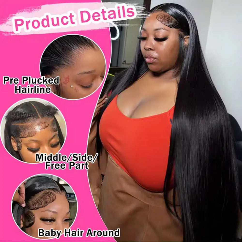 40-42" Bone Straight Glueless HD Lace Front Wig