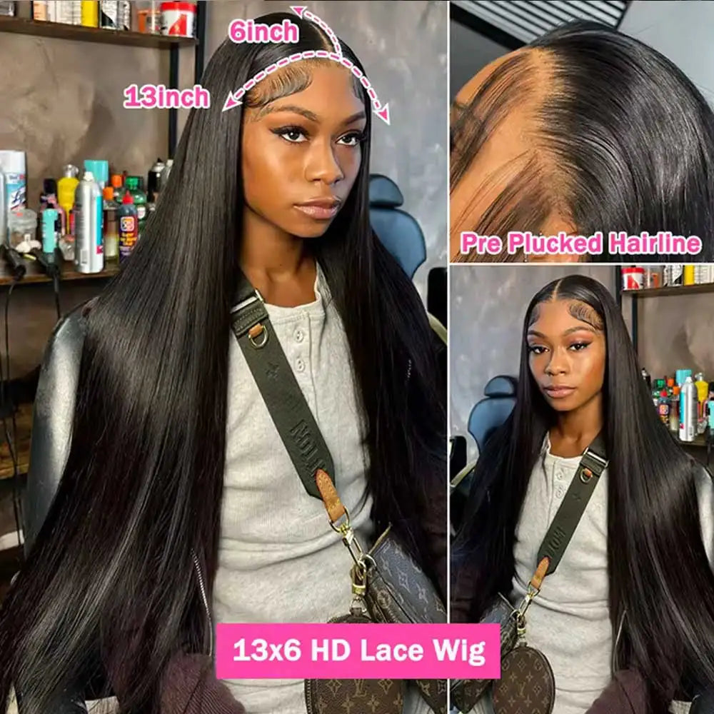 40-42" Bone Straight Glueless HD Lace Front Wig