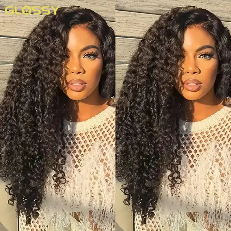 Burmese Curly Glueless Human Hair Wig – 300% Density, 3-in-1 Half Wig