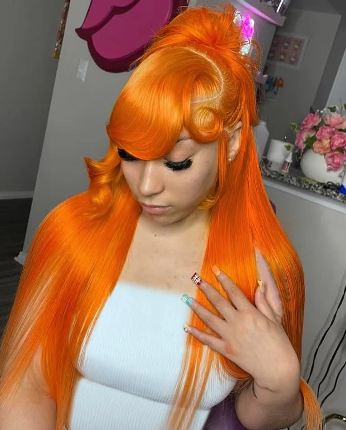 Ginger Orange Straight Lace Front Wig – 13x4/13x6 HD Lace – Heiress Beauty