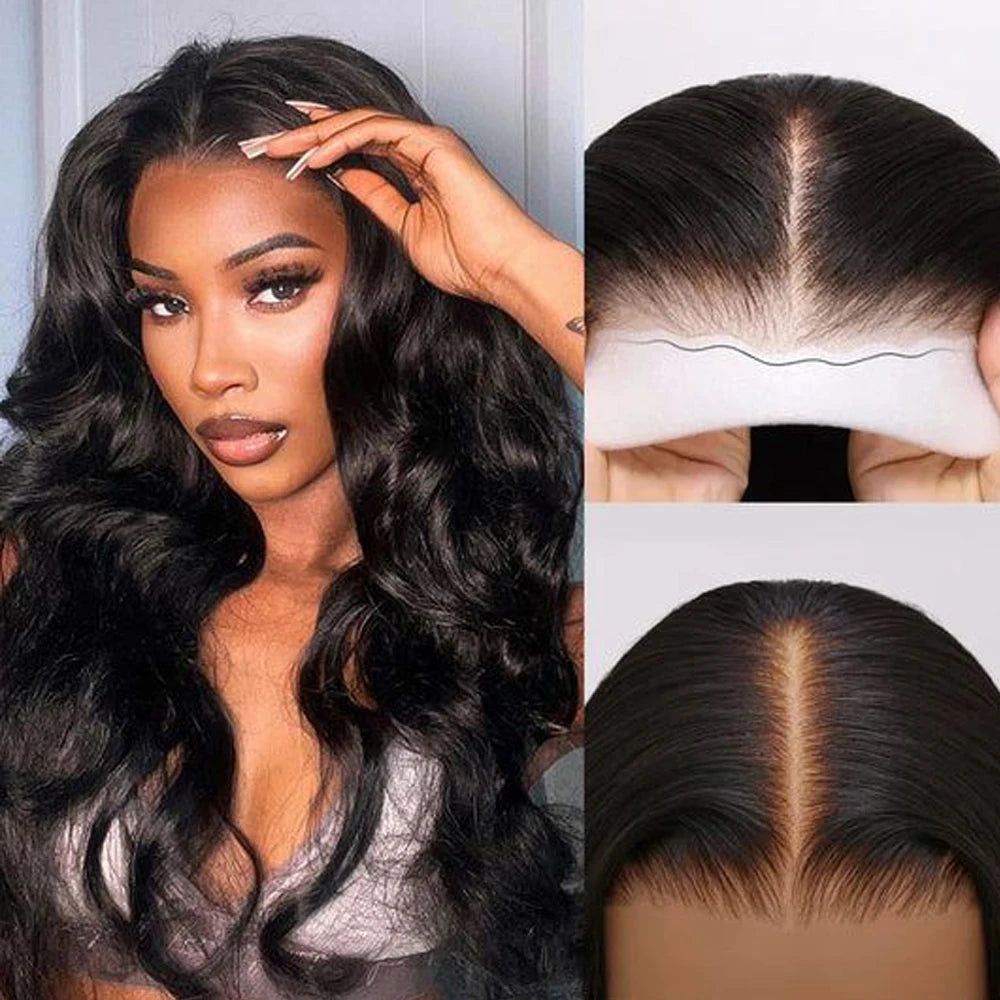 36" Natural Black Body Wave Lace Frontal Wig – 4x4/5x5
