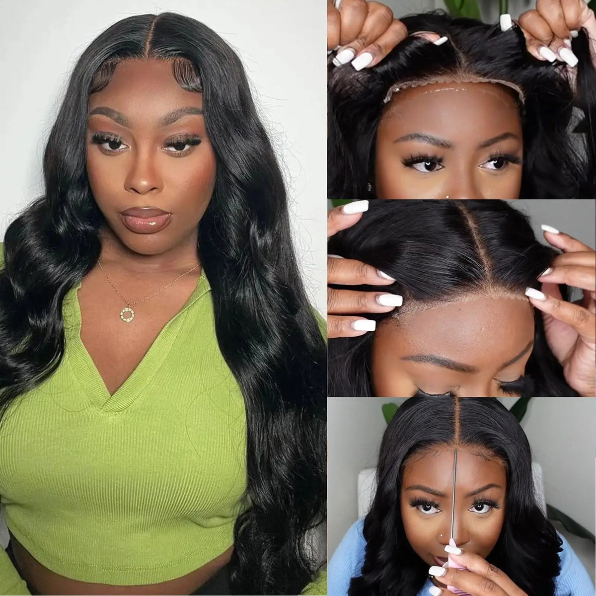 36" Natural Black Body Wave Lace Frontal Wig – 4x4/5x5