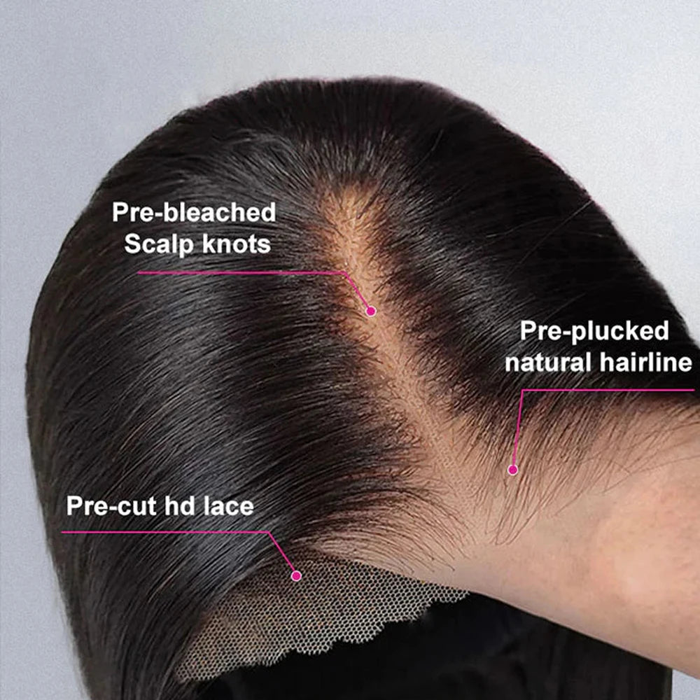 36" Natural Black Body Wave Lace Frontal Wig – 4x4/5x5
